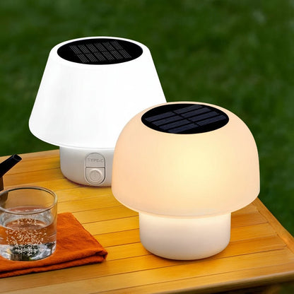 Tragbare Solar Tischlampe Outdoor mit 4 Modi & IP64 Schutz - Tischleuchte Solar für Garten und Camping 0