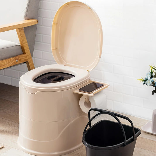 Tragbare mobile Toilette mit Deckel - Ideal für Camping & Reisen 0