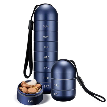 Tragbarer 7-Tage Pillen-Organizer aus Aluminium mit Wasserdichter Silikondichtung 0
