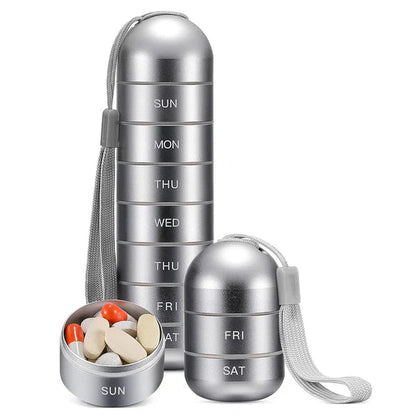 Tragbarer 7-Tage Pillen-Organizer aus Aluminium mit Wasserdichter Silikondichtung 2