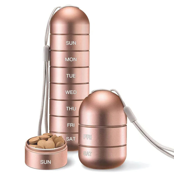 Tragbarer 7-Tage Pillen-Organizer aus Aluminium mit Wasserdichter Silikondichtung 3