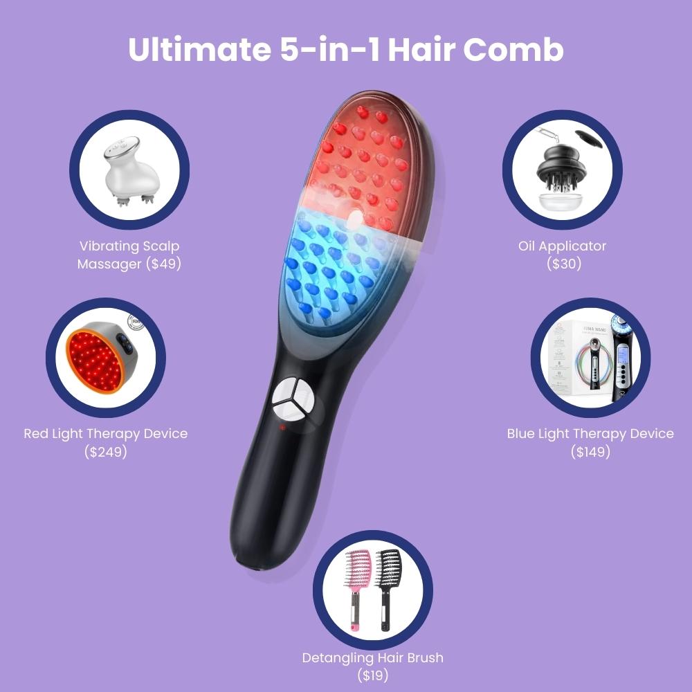 Multifunktionaler Haarkamm mit Lichttherapie - 5-in-1 Haarkamm für Gesundes Haar-1