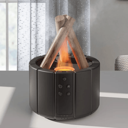 AuroMist Ultrasonic Flame Humidifier | Cozy Humidifier with Campfire Light and Aromatherapy Function
