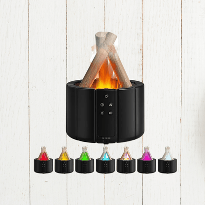 AuroMist Ultrasonic Flame Humidifier | Cozy Humidifier with Campfire Light and Aromatherapy Function