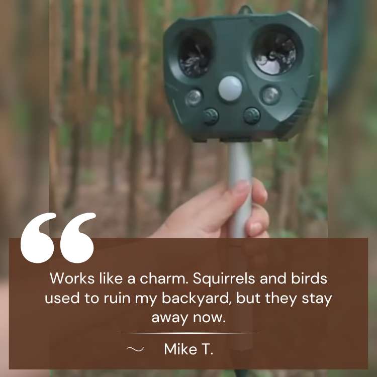Defensor ultrasónico para aves y plagas – Repelente de animales solar con sensor PIR y diseño resistente a la intemperie
