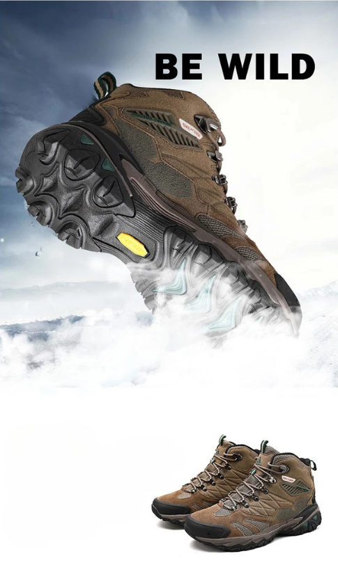 HikeUp Trekking Boots - Men's hiking boots with suede, breathable & rainproof for winter & outdoor adventures