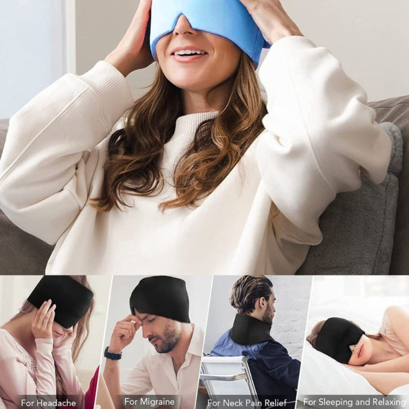 Aiuto per la testa - maschera per emicrania e cefalea con terapia del freddo e del calore