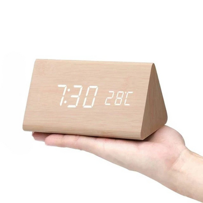 WoodSense LED wooden clock - Voice-controlled & stylish for every room