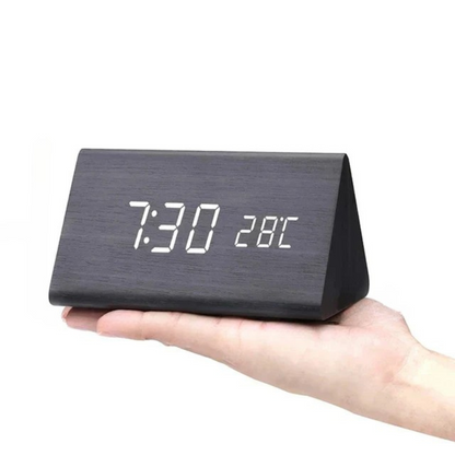 WoodSense LED wooden clock - Voice-controlled & stylish for every room