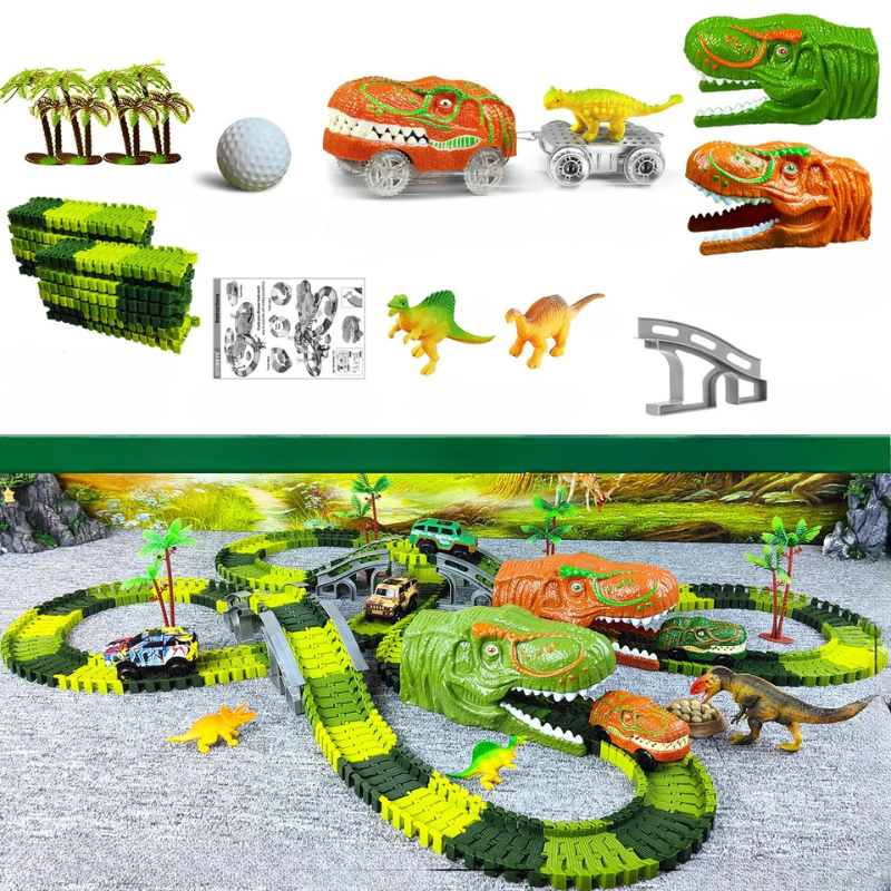DinoTrack Express – Juego de trenes de dinosaurios interactivo para niños creativos a partir de 3 años