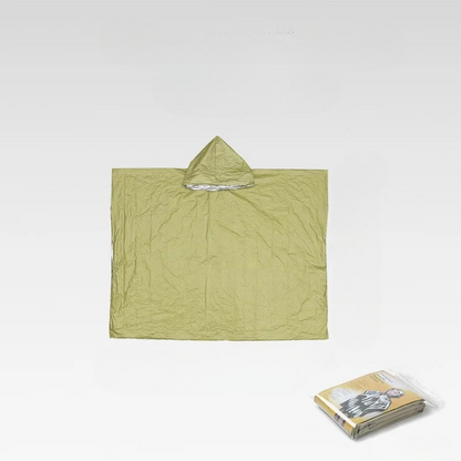 RainShield Poncho - Reusable emergency rain poncho with hood for outdoor protection
