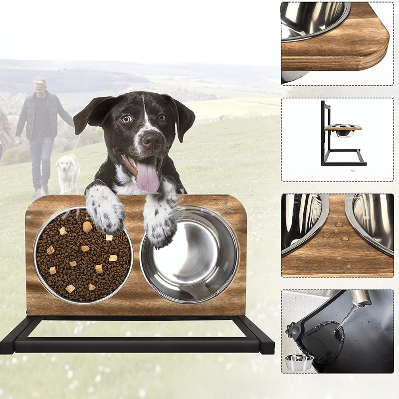 WELLBOWL STATION – Ergonomische Fütterungsstation für Hunde mit Edelstahlschalen