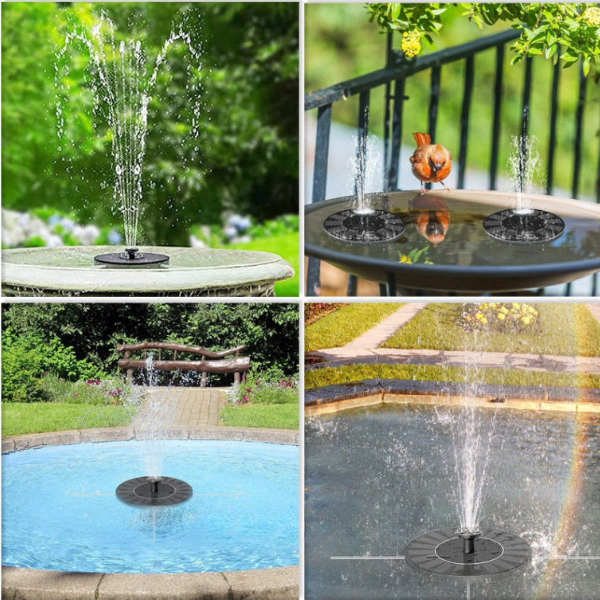 Umweltfreundlicher Solarbrunnen für Vögel – Gartenbrunnen Solar mit elegantem Sprühstrahl für Ihre Oase-3