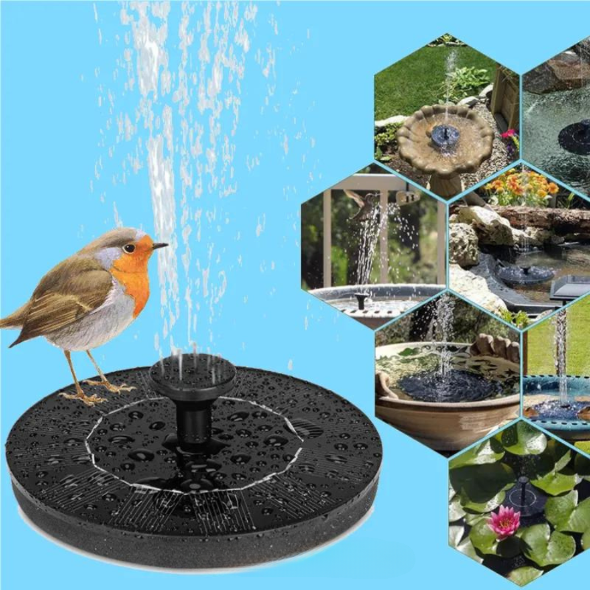 Umweltfreundlicher Solarbrunnen für Vögel – Gartenbrunnen Solar mit elegantem Sprühstrahl für Ihre Oase-2