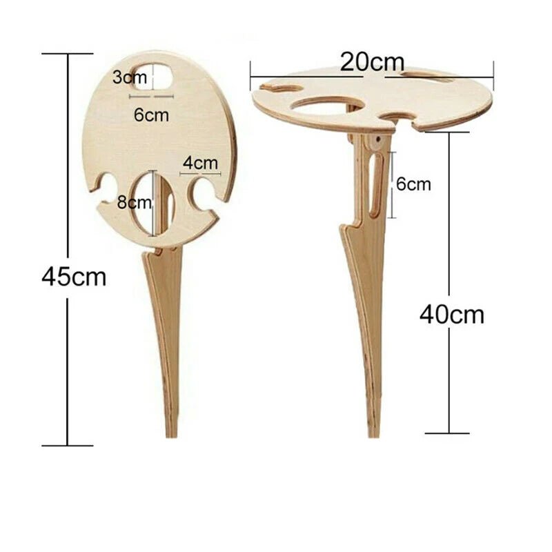 VINETRIP – Tragbarer, klappbarer Weintisch aus Holz mit Glashalter für Picknicks und Camping 6