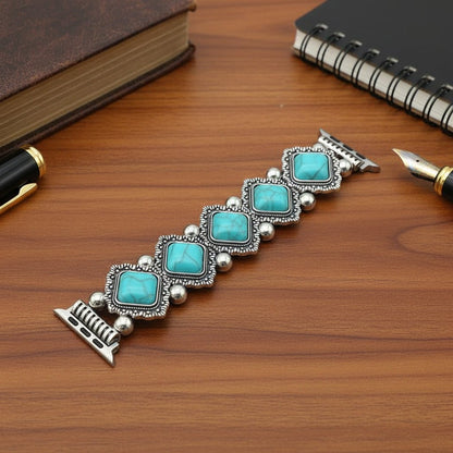 Azurelle – Bracelet bohème chic pour montres connectées avec détail turquoise élégant