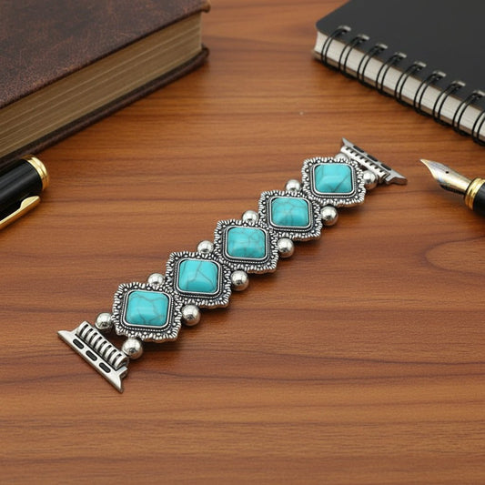 Azurelle – Bracciale boho-chic per smartwatch con elegante dettaglio turchese