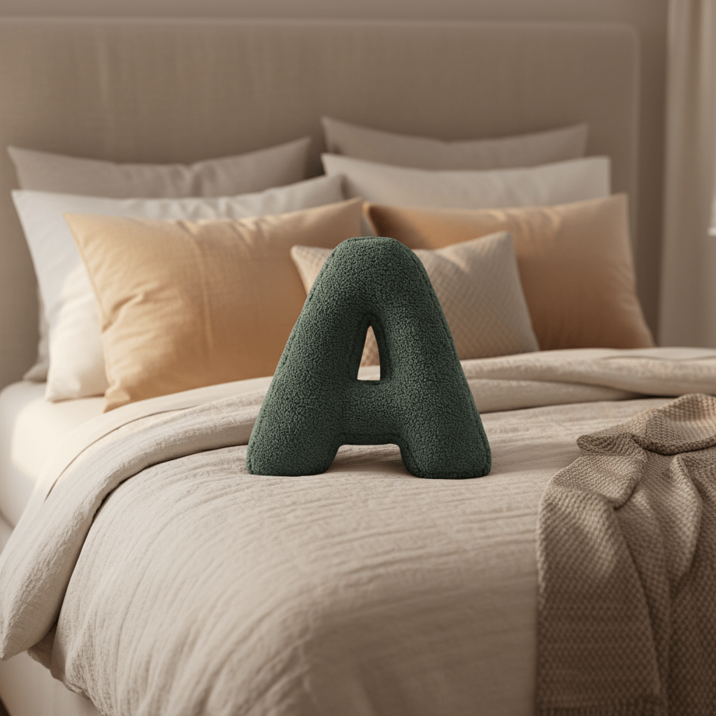 MONOGRA – Coussin lettres en velours pour accents personnels dans la décoration intérieure