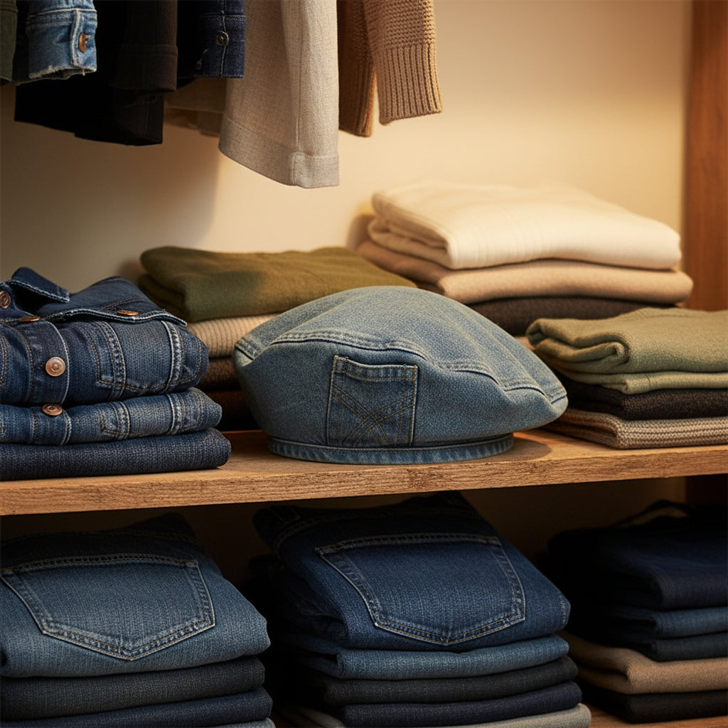 Vintage Denim Baskenmütze – Zeitloser Retro-Charme Für Damen, Leicht & Atmungsaktiv 1