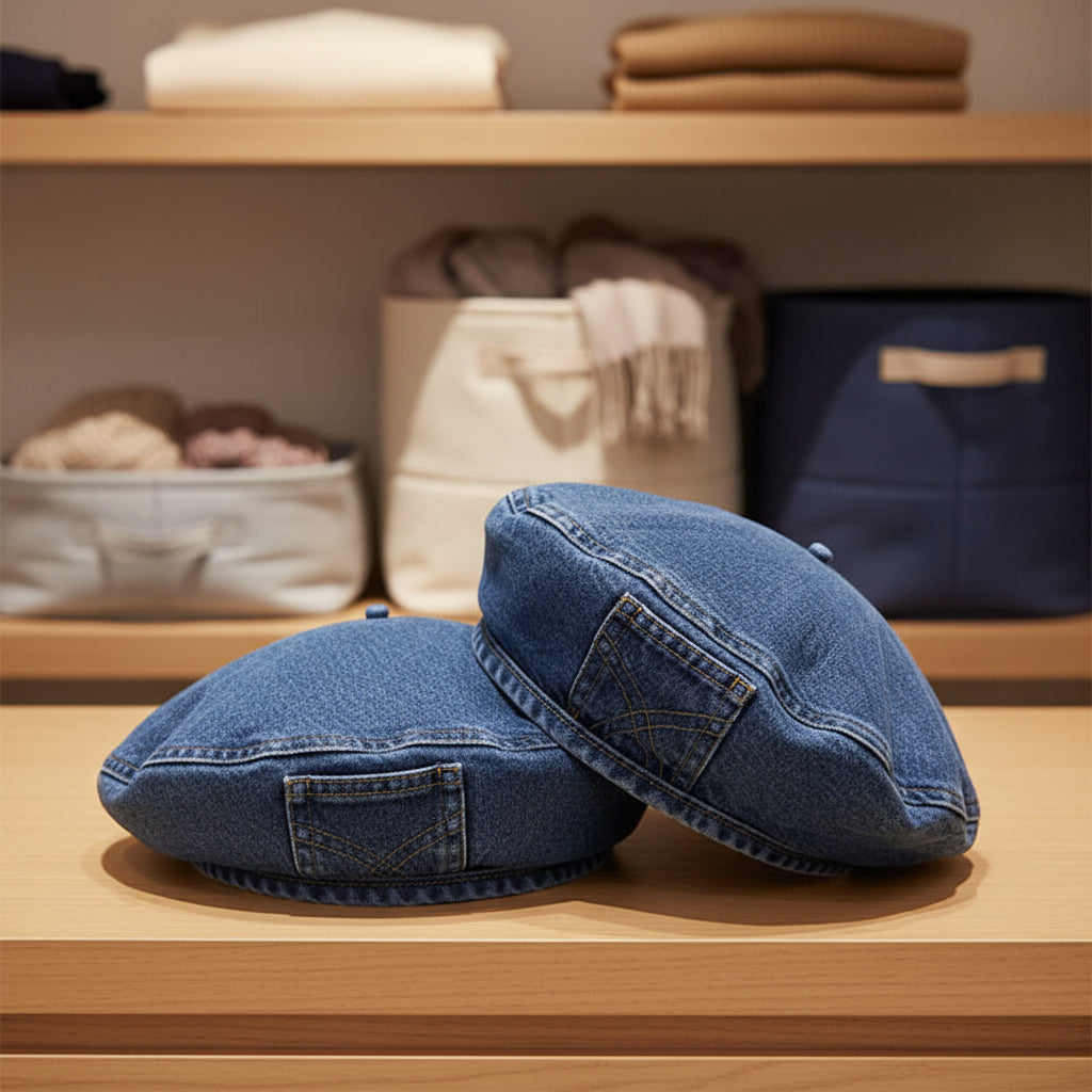 Vintage Denim Baskenmütze – Zeitloser Retro-Charme Für Damen, Leicht & Atmungsaktiv 9