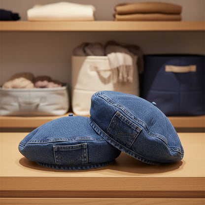 Vintage Denim Baskenmütze – Zeitloser Retro-Charme Für Damen, Leicht & Atmungsaktiv 9