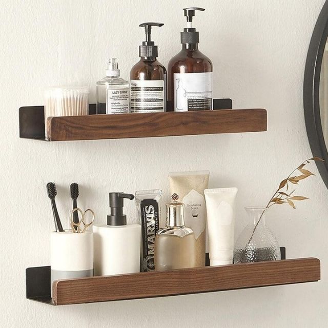 Virelle - Badezimmer-Wandregal aus Massivholz mit feuchtigkeitsbeständiger Oberfläche 2