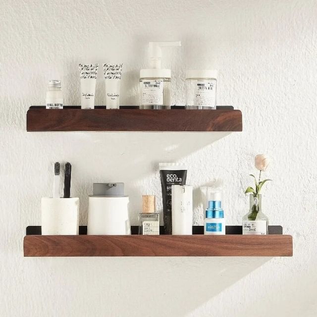 Virelle - Badezimmer-Wandregal aus Massivholz mit feuchtigkeitsbeständiger Oberfläche 7
