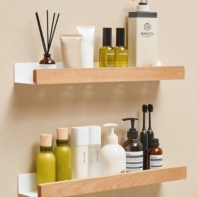 Virelle - Badezimmer-Wandregal aus Massivholz mit feuchtigkeitsbeständiger Oberfläche 8