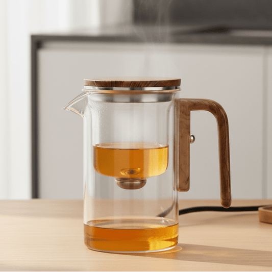 TEA ENJOYMENT – Elegant teapot made of heat-resistant plastic with stainless steel strainer