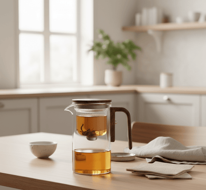 TEA ENJOYMENT – Elegant teapot made of heat-resistant plastic with stainless steel strainer