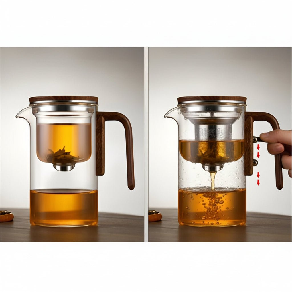 TEA ENJOYMENT – Elegant teapot made of heat-resistant plastic with stainless steel strainer