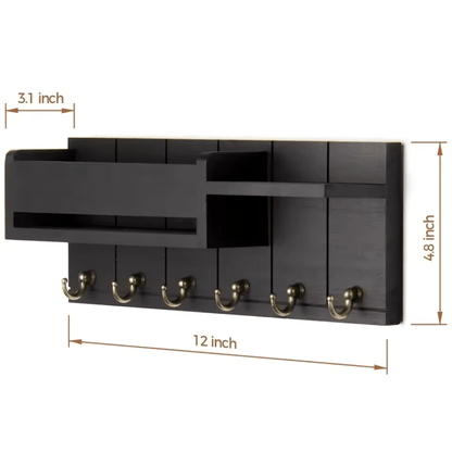 WALLCRAFT – Stilvoller Wandorganizer aus Massivholz mit Haken und Briefhalter 7
