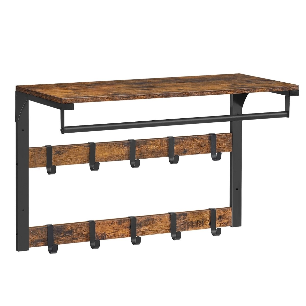 WALLVERA – 3-in-1 Wandgarderobe mit Ablage, Haken und Kleiderstange 0