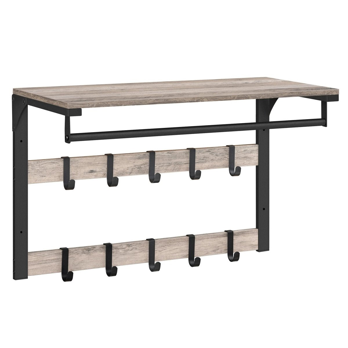 WALLVERA – 3-in-1 Wandgarderobe mit Ablage, Haken und Kleiderstange 8