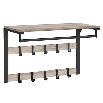 WALLVERA – 3-in-1 Wandgarderobe mit Ablage, Haken und Kleiderstange 8