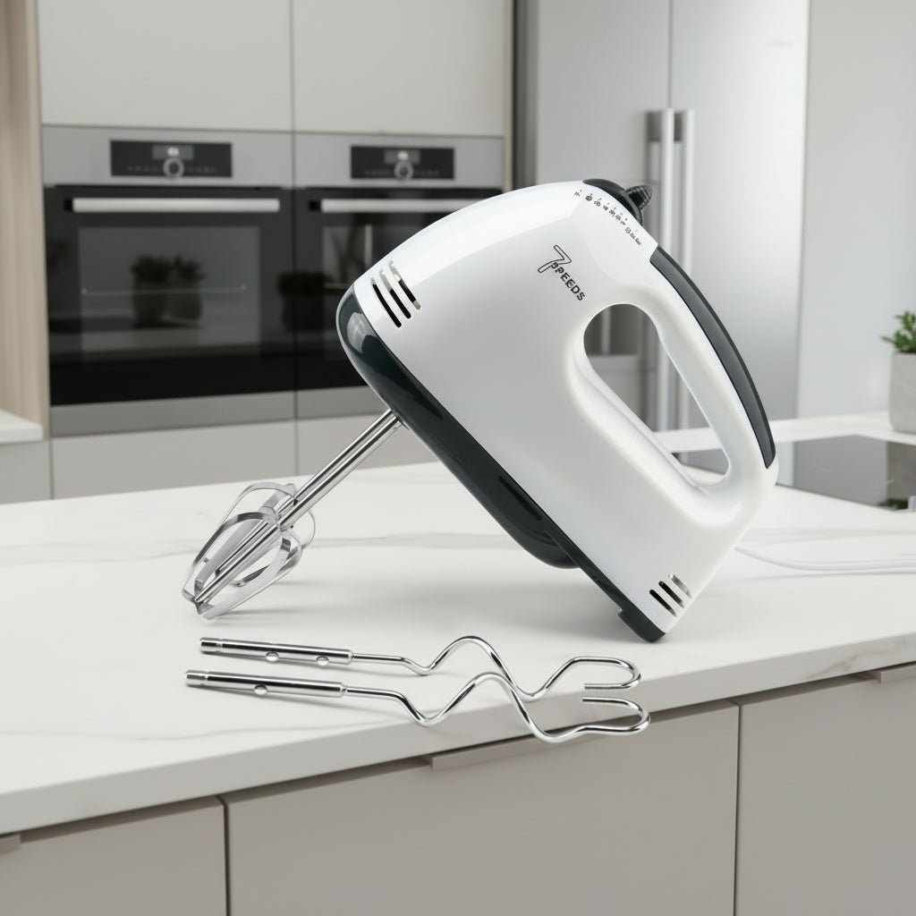 WHIP FORCE – Elektrischer Handmixer mit 7 Geschwindigkeitsstufen und Knethaken zum Backen und Schlagen 0