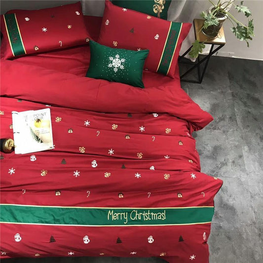 WINTERPERCALE – Weihnachts-Bettbezug-Set aus 100 % ägyptischer Baumwolle mit kühler Perkal-Webung 0