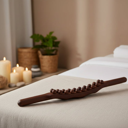 WOODBEAD – Massagestab aus Naturholz mit 20 Perlen zur Muskelentspannung und -flexibilität 0