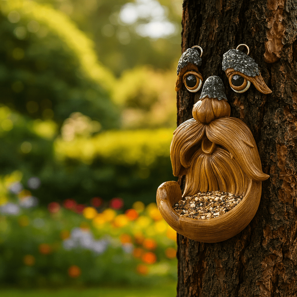 WOODGRIN – Spieltes Vogelhäuschen in Baumgesichtform, wetterfeste Gartendekoration for Bird Lovers 0