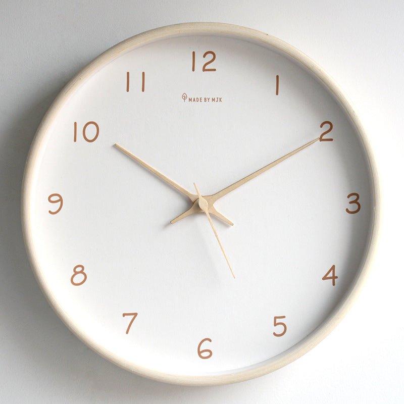 WOODHAVEN – 10 Zoll große, geräuschlose analoge Wanduhr aus Massivholz 0