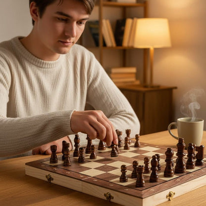 WOODMAG CHESS – Magnetisches Schachspiel aus Holz, faltbar und reisefreundlich 4