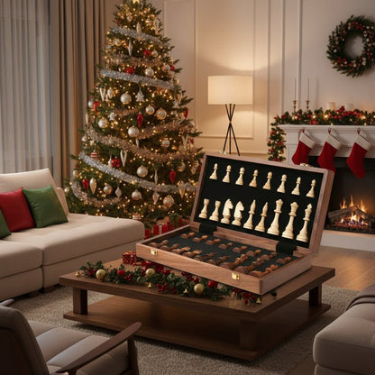 WOODORIS – Klassisches Schachset aus Holz mit handgefertigtem Klappbrett 2