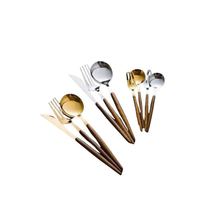 WOODSTEEL – Elegantes 30-teiliges Besteckset mit Holzakzenten 1
