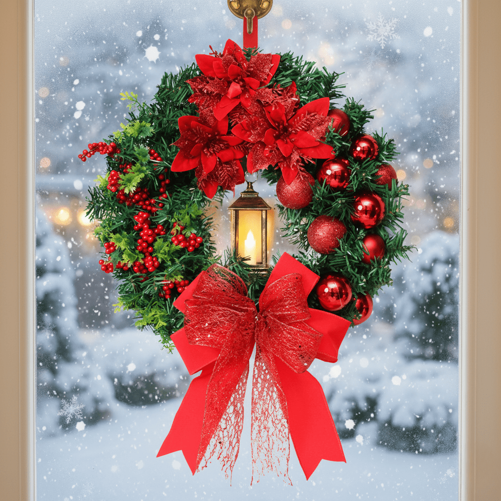 WREATHLUME – Weihnachtslaternenkranz mit Ornamenten und gemütlichem Schein 1