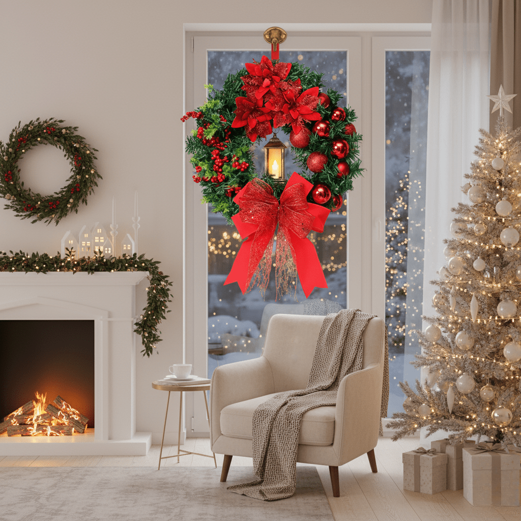 WREATHLUME – Weihnachtslaternenkranz mit Ornamenten und gemütlichem Schein 3