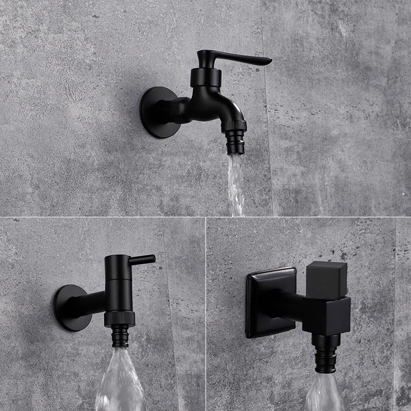 Wandmontierter Wasserhahn Schwarz aus Messing für Küche und Bad - Hochwertige Küchenarmatur 0