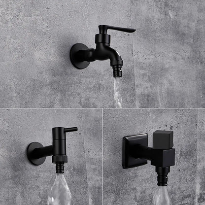 Wandmontierter Wasserhahn Schwarz aus Messing für Küche und Bad - Hochwertige Küchenarmatur 0