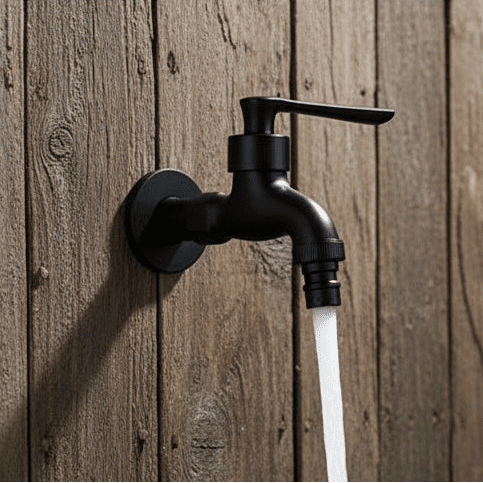 MATTEFLOW – Grifo de pared negro para cocina, baño y exterior