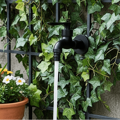 MATTEFLOW – Grifo de pared negro para cocina, baño y exterior