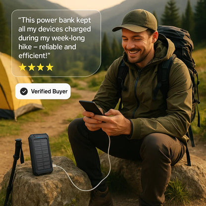 SOLARVAULT - Waterproof Solar Power Bank with 500000mAh & Dual-USB